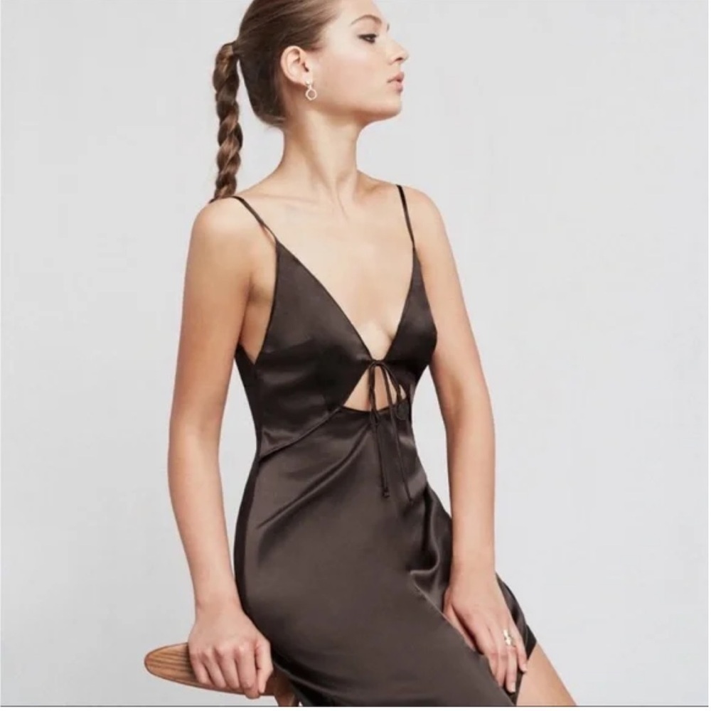 Reformation eclipse dress in brown - Picture 6 of 7